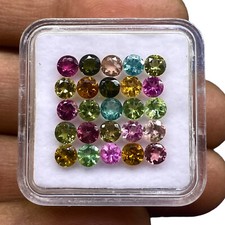 25 pezzi tormalina naturale 3,5 mm taglio tondo multicolore pietre preziose sfuse 4,78