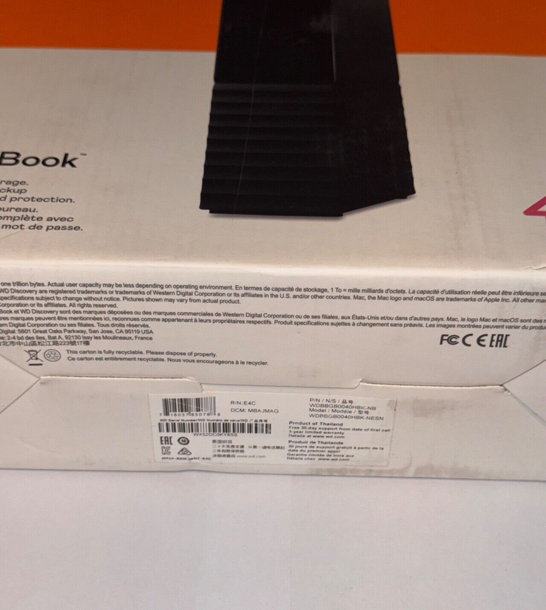 NEW!!! Western Digital My Book 4TB WDBBGB0040HBK-NESN Desktop