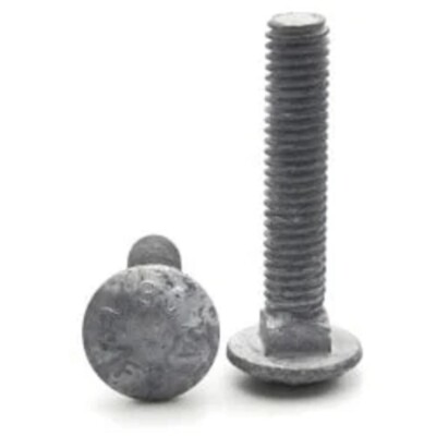 3/8-16 X 3-1/2 Galvanized Carriage Bolt Assembly With Flat Washers & Hex Nuts