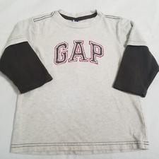 Boys Baby Gap Size 4 Years T-shirt Brown L/S Top Double Sleeve Look