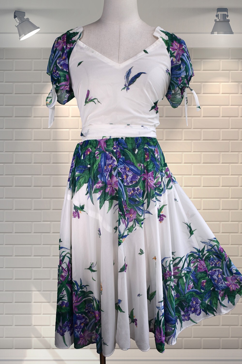 Pretty Vintage Floral Floaty Fit and Flare Summer Dress UK 8 eBay