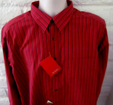 NWT VAN HEUSEN Progressive Red Square Collection Men's Shirt Sz 42-Red w/Stripes