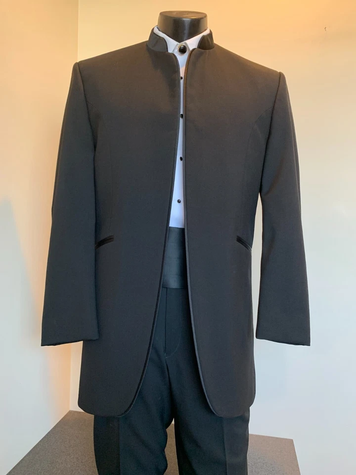 Chaqueta Esmoquin Cuello Mandarín NEGRO MIRAGE con Opciones de Pantalón - Varias Tallas Foto 4 de 4