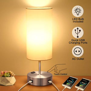 Touch Table Lamp With 2 Usb Charging Port, 3-Way Dimmable ...