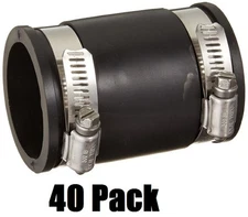 (40) P1056-150 Fernco 1-1/2" x1-1/2" Flexible Pipe Coupling Connector w Clamps