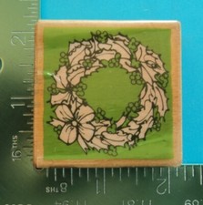 CHRISTMAS HOLLY AND BERRIES WREATH Rubber Stamp by VAP Scrap