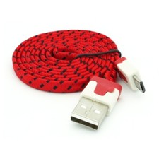 MicroUSB USB Cable Charger Cord Power Wire Sync Flat Braided for Phones Tablets