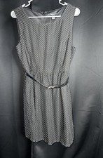 Forever 21 Sleeveless Black/White Polka-Dot Dress with belt Size Large