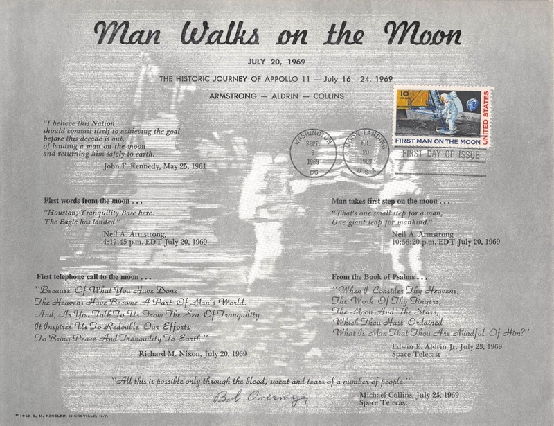 APOLLO 11 FDC 10c 1ST MAN ON THE MOON ASTRONAUT AUTHGRAPHED POSTER SC# C76