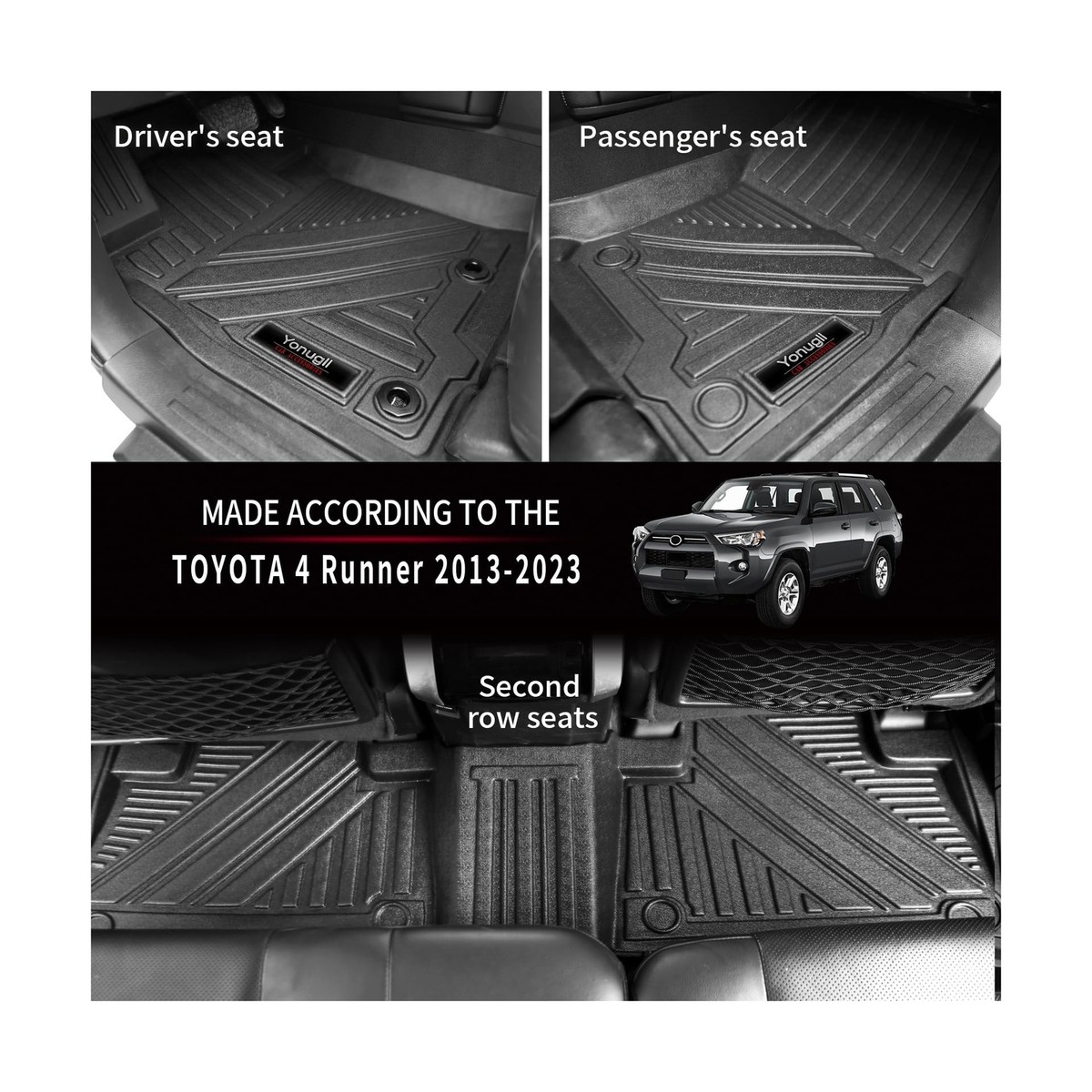Fit 2013-2024 Toyota 4Runner 7 Seats Trunk Mat Cargo Liner (3rd Row Backrest Mats Trunk Mat Floor Mats) - Walmart Supplies