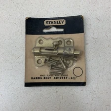 VINTAGE STANLEY 2.5" Barrel BOLT  BRASS NEW OLD STOCK Cd1076F FACTORY SEALED!