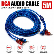 16FT/14FT Car RCA Audio Cable 2 Channel Signal Wire Twisted OFC Copper Wire Home