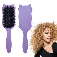 Bounce Curl Define Styling Brush - Frizz Preventing Curling Comb with Smooth Tex