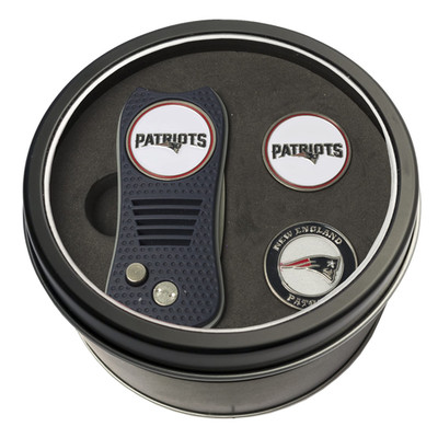 Team Golf Nfl England Patriots Tin Gift Set Retractable Divot Tool And 2 Ball