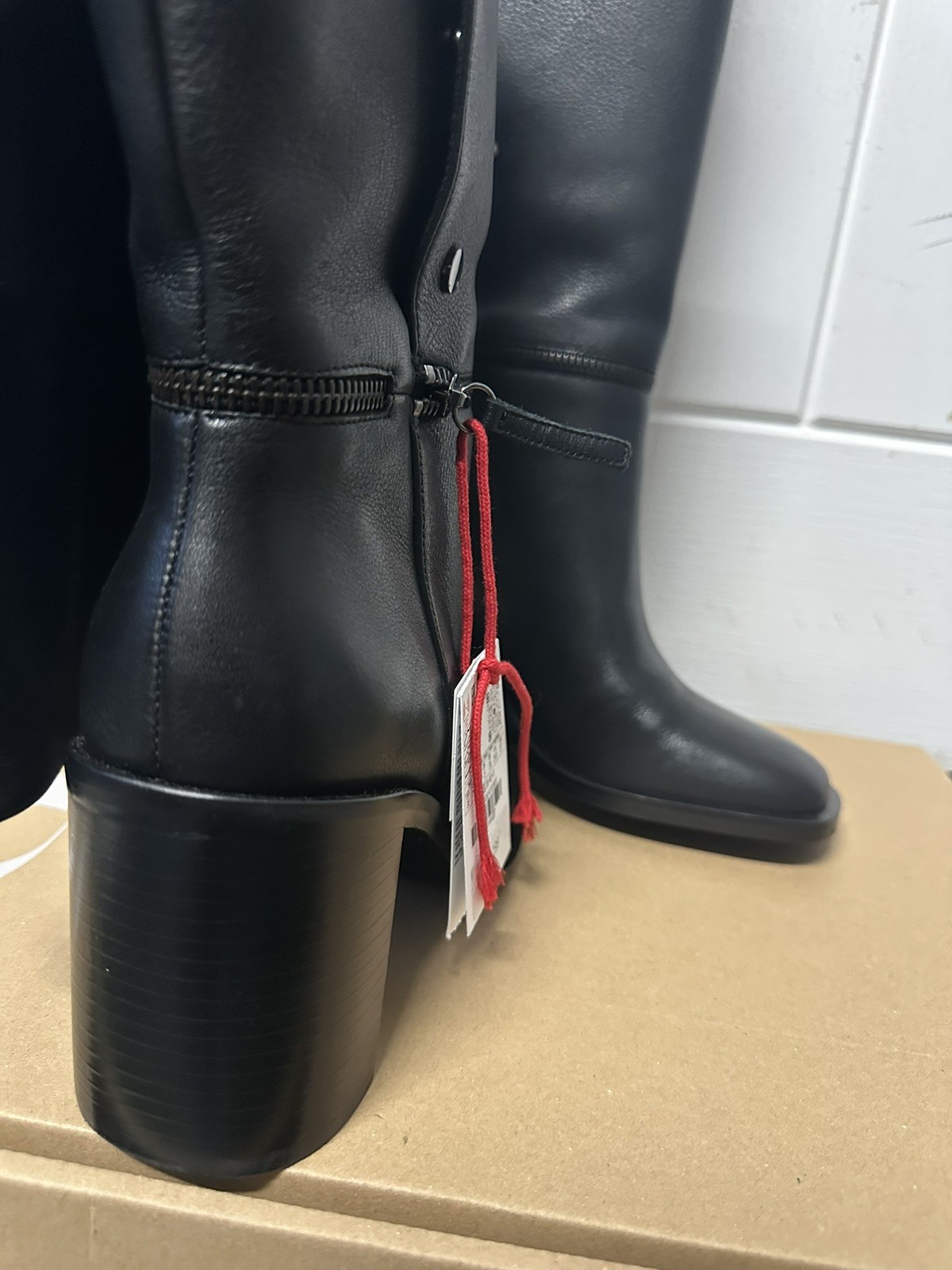 ZARA SRPLS Black Multi position Leather Over The Knee Heeled SIZE UK 5 EU 38 image 6