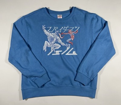 Disney Marvel Spiderman Venom Light Blue Crewneck Sweatshirt Sz Medium M Japan