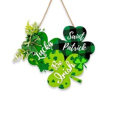 St. Patrick's Day Lucky Blessed Happy Sign Wooden Hanging Decor Farmhouse Rustic