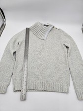 Chaps Men's Chunky-Knit High Neck Button Light Gray Pullover Sweater M