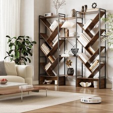 Bookshelf Large Bookcase Industrial Bookshelf with 24 Open Display Shelves