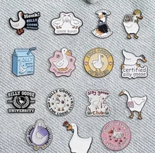 15 Piece Silly Goose Theme 1” Alloy Pins Brooch Lapel Backpack Funny Ducks Pin