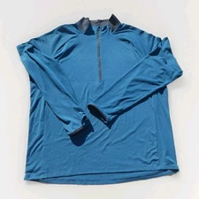 Rei Co Op Base Layer Mock Turtle 1/4 Zip Shirt Men 2XL Long Thumb Teal Chest 54 