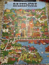 Vintage Baltimore Map Rare Cartograph Memorial Stadium Hutzlers Inner Harbor