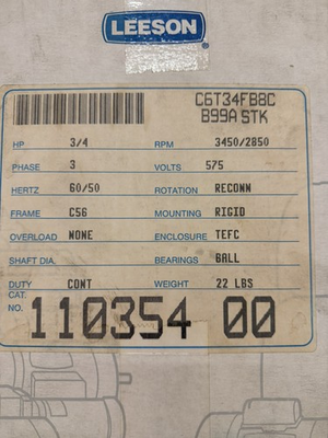 #ad #ad LEESON 3 4HP MOTOR 110354.00 NEW $260.00