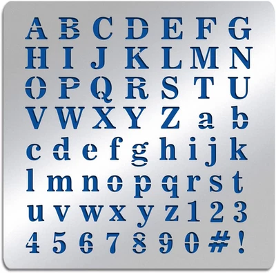 Buchstabenschablonen Aus Mattem Metall, A Bis Z Alphabet & Nummer & Symbol Schab - Bild 1 von 4