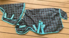 Horseware Of Ireland Amigo Pony Plus 50g Turnout Neck Cover Teal Plaid 48 Mini