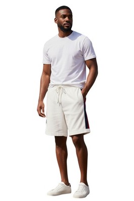 Authentic Men's Gucci White Cotton Terry Cloth Basket Shorts