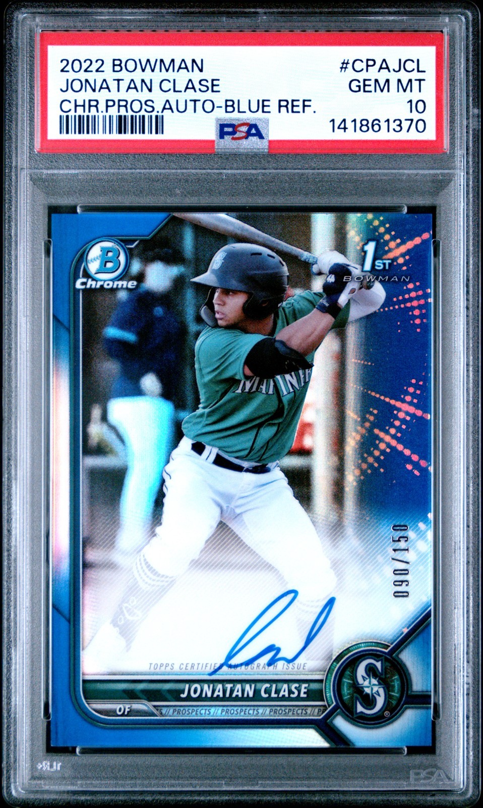 Jonatan Clase PSA 10 - 2022 Bowman Chrome Auto True Blue /150 #CPAJCL LOW POP
