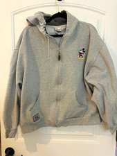 Vintage 90s Disney Store Women s Gray Fleece Full Zip Hoodie Mickey Mouse XL