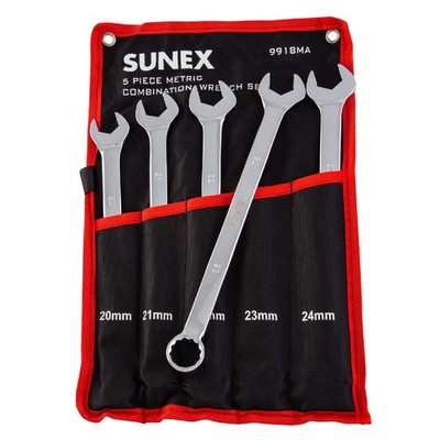 Sunex Tools 9918Ma Metric V-Groove Combination Wrench Set 20Mm - 24Mm Fully