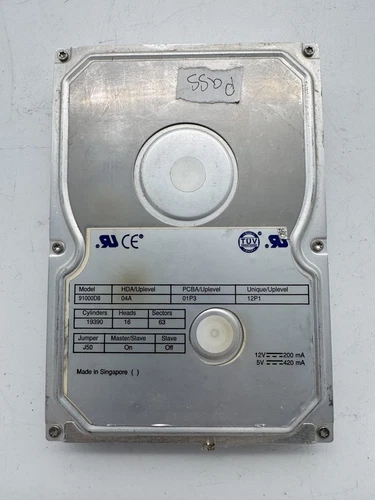 Maxtor 10gb ide hdd, 91000d8 08a 03a 52a sasx1b18 (f,j,b,a) cy08a, dp/n 0003757