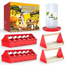 Chick Feeder and Waterer Kit - Baby Chicken Supplies with Chicks Perch, Plast...