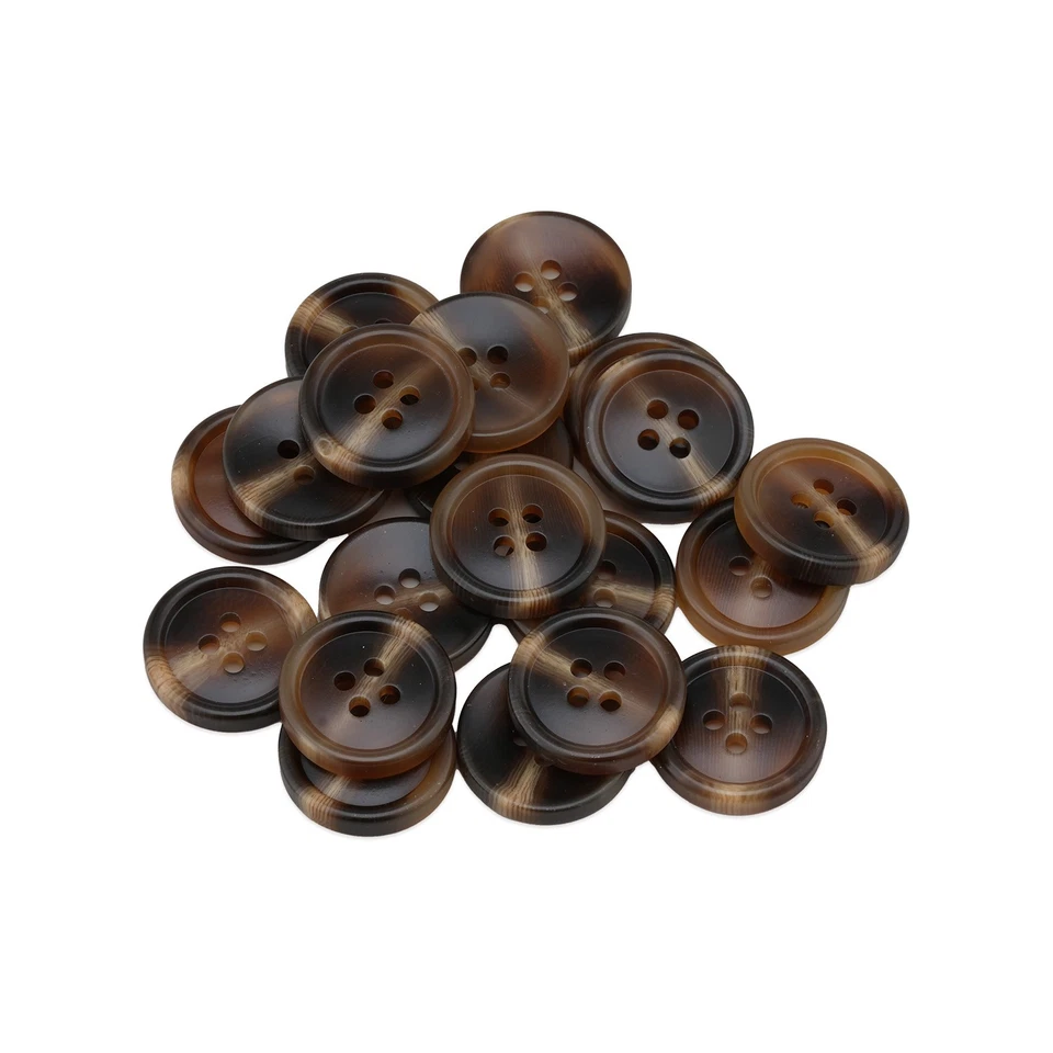 20Pcs Brown Woodgrain Resin Buttons, 4-Hole, for Clothing & Crafts DIY 15-25mm - Image 3 of 4