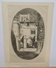 David Young Cameron (Scottish) Vintage Etching of Kingsgate Winchester 1902 
