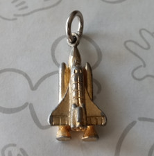 NASA Space Shuttle Charm 3D Pendant Gold Tone Vintage Souvenir