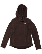 THE NORTH FACE Womens Button Neck Hoodie Jumper UK 10 Small Grey Polyester AQ10