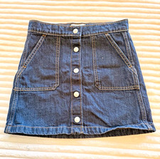 Old Navy Girls Blue Denim Mini Skirt Button Front Pockets Size L (10-12)