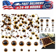 TOAOB 100pcs Deep Brown Glass Eyes 3mm-12mm for Needle Felting Dolls Bears