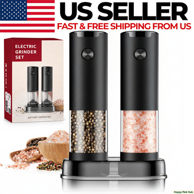 #ad Electric Salt and Pepper Grinder Set Automatic Adjustable Gift 2 Pack $22.99