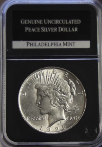 1922 US Peace Silver Dollar $1 UNC PCS Black Holder