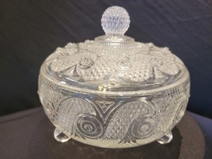 Vintage - Avon Pressed Glass Three-Footed Candy Dish With Lid