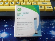 100 ONE TOUCH ULTRA TEST STRIPS 1 BOX OF 100, EXP 12-31-25, DINGED SEALED BOX