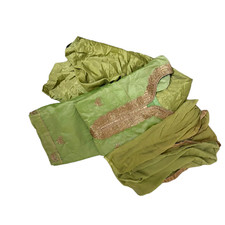 Indian Tunic Top Cotton Fabric Designer Stitched Green Dress 3P Set Tunic Pant