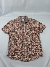 Denim  Flower Ricky Singh Shirt Mens Large Red Floral Button Up Short Sleeve