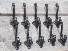 10 BLACK COAT HOOKS IRON ANTIQUE LOOK HAT HOOK RESTORATION SMALL VICTORIAN BATH