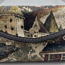 VTG Tapestry Travel wallet cottage core Multicolored 3 Zipper Pockets Card Slots