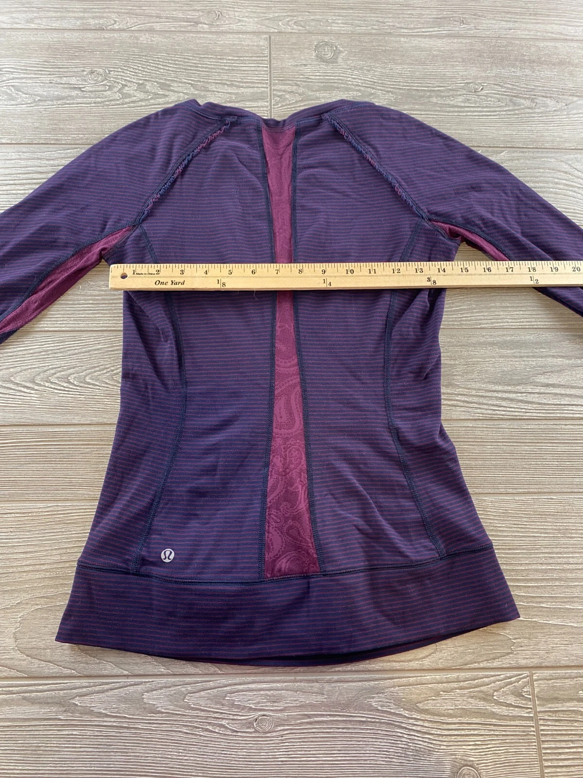 lululemon stripe plum lace ruffles zipper pocket run 